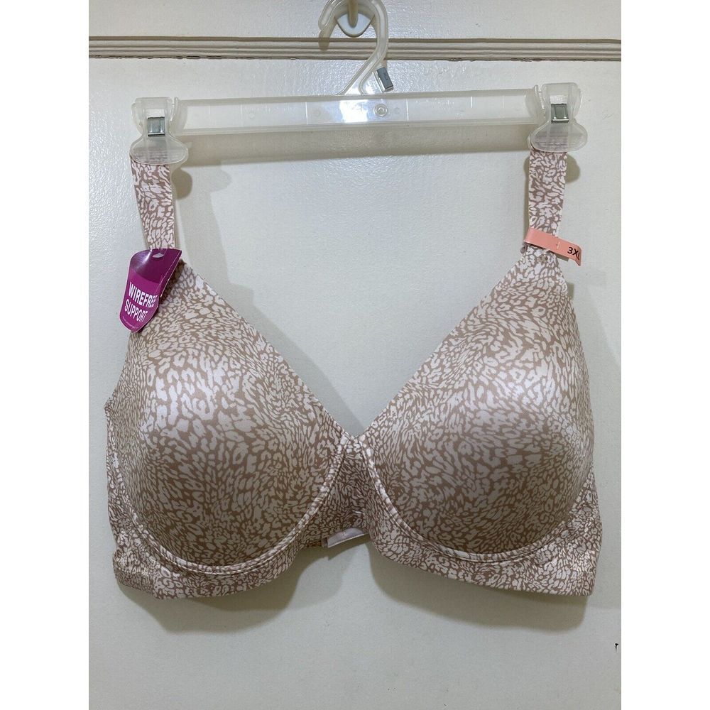 Bali Comfort Revolution Bra 3XL Beige Brown Animal‎ Print Wirefree Soft Support